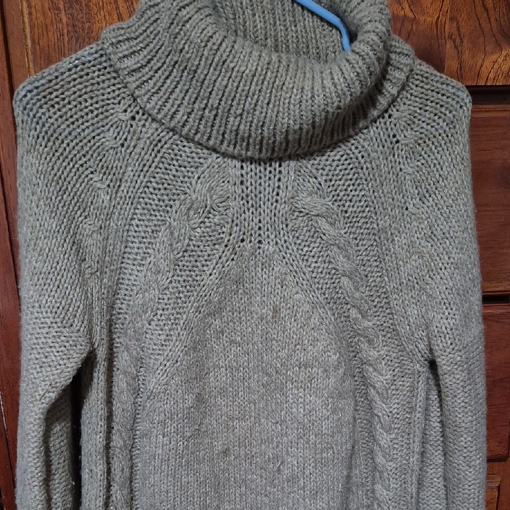 Ada Sage Cable Knit Turtleneck Sweater